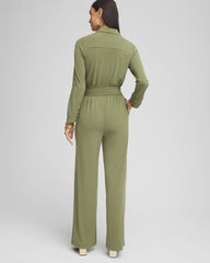 Chico's Online Rustic Olive Belted Jersey Maxi Jumpsuit