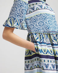 Chico's Sale Seaport Blue Flutter-Sleeved Maxi Dress