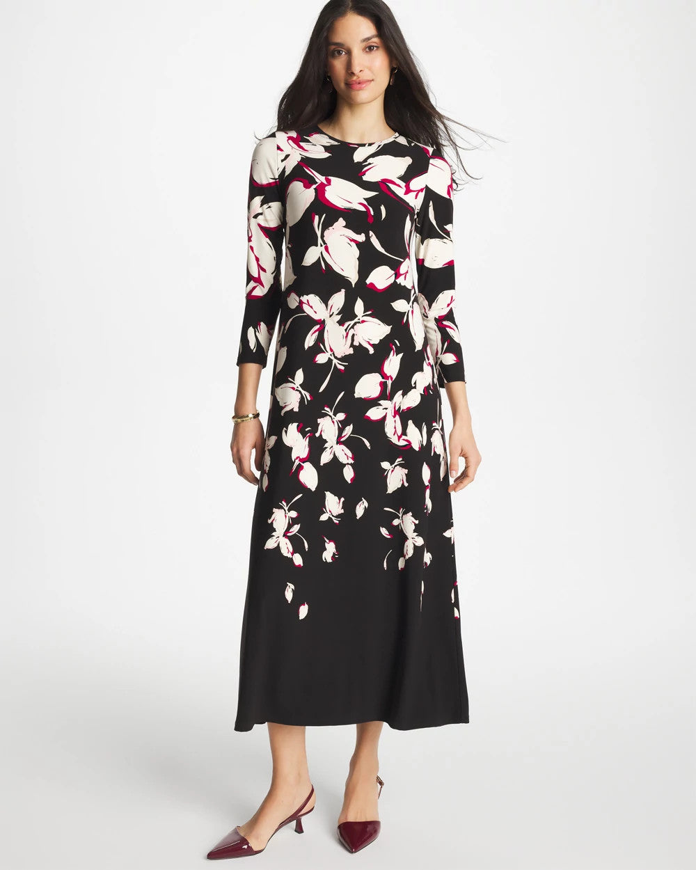 Chico's Outlet Black Column Knit Maxi Dress