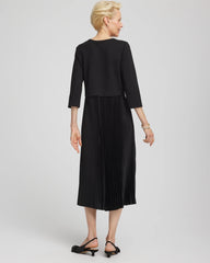 Chico's Online Black Satin-Knit Pleated Maxi Dress