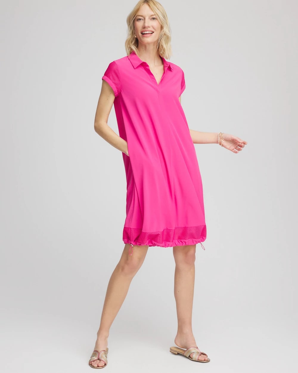 Chico's Outlet Crushed Berries Zenergy® UPF Mesh-Trim Bungee Dress