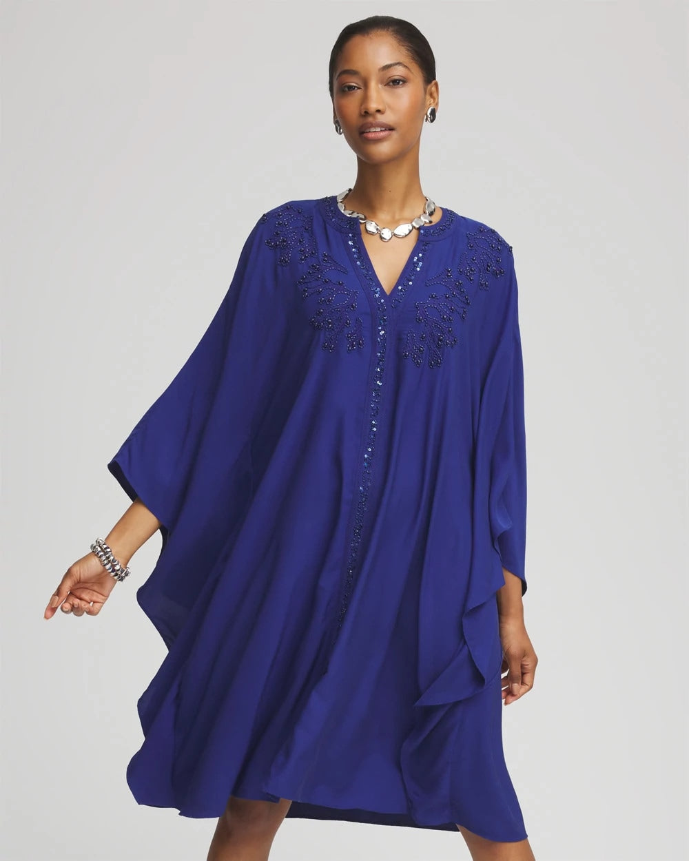 Chico's For Sale Blue Casa Embellished Kaftan Dress