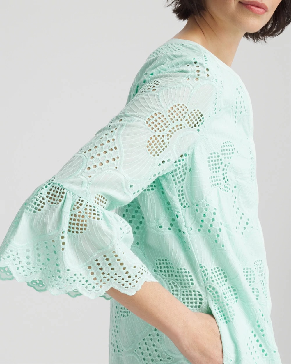 Chico's Online Teal Waters Eyelet Cotton Voile Dress