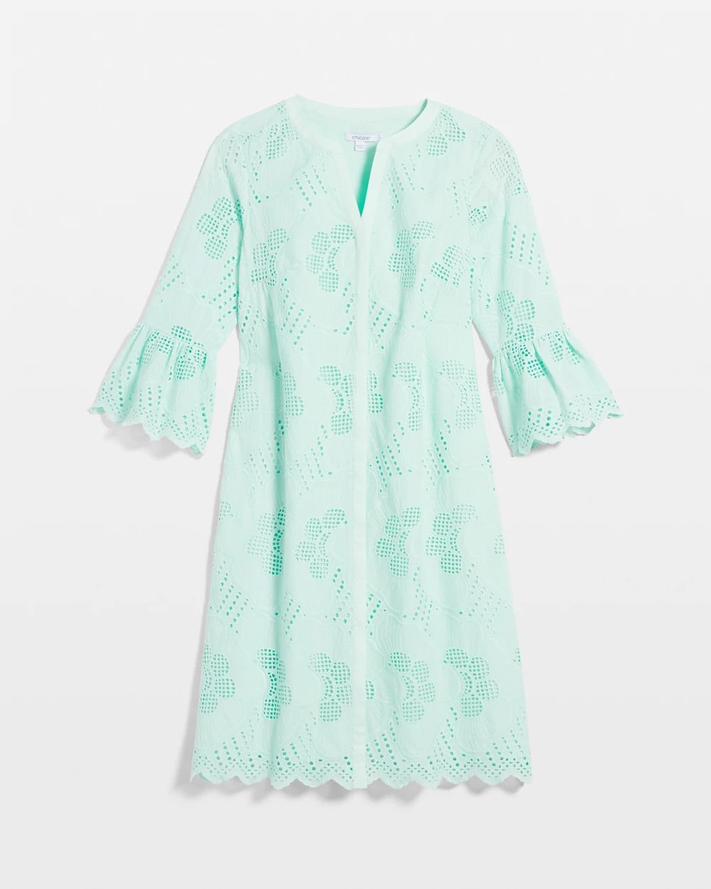 Chico's Online Teal Waters Eyelet Cotton Voile Dress