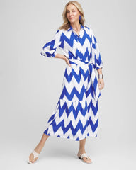 Chico's Outlet Alabaster Chevron Striped Shirtdress