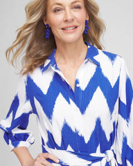 Chico's Outlet Alabaster Chevron Striped Shirtdress