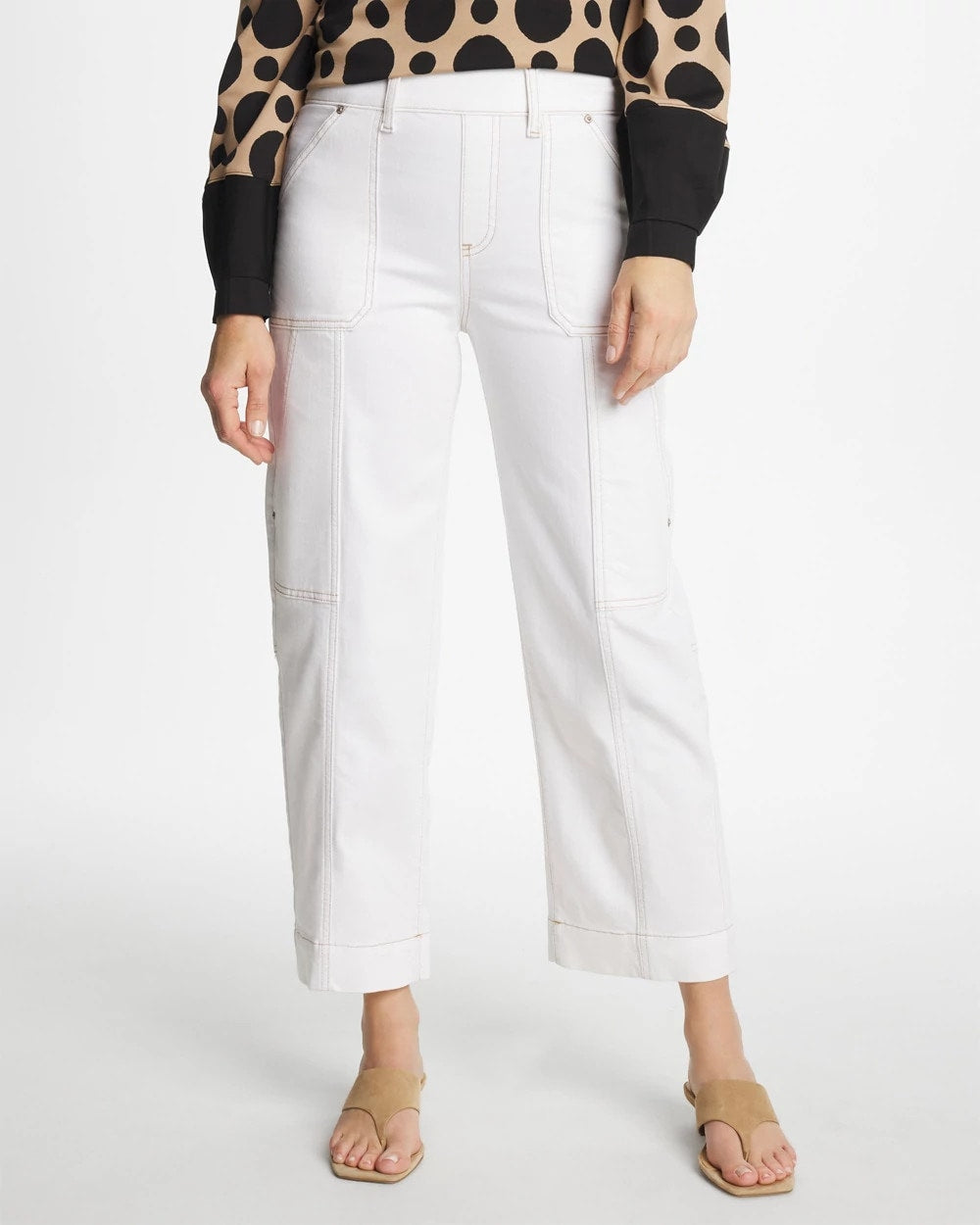 Chico's On Sale Alabaster Utility Wide Pull-On Crop Jeans