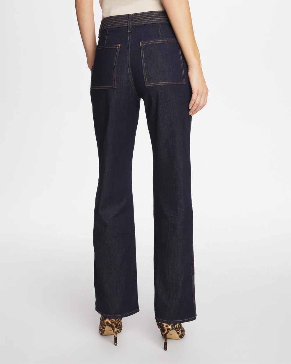 Chico's For Sale Cedar Rinse Trapunto Wide-Leg High-Rise Jeans