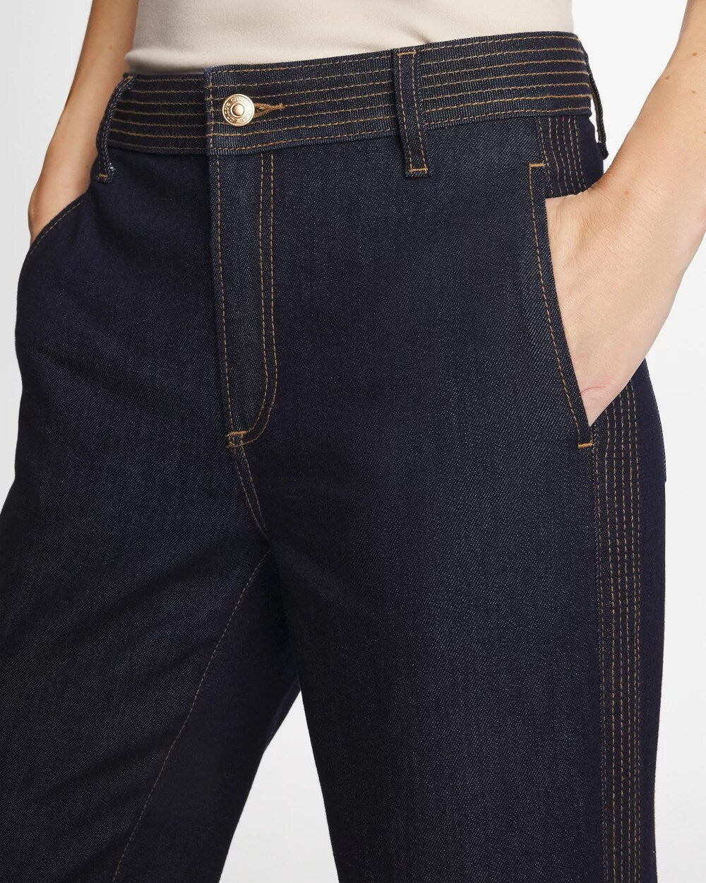 Chico's For Sale Cedar Rinse Trapunto Wide-Leg High-Rise Jeans