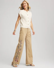 Chico's Online Cafe Aroma Embroidered High-Rise Wide-Leg Jeans