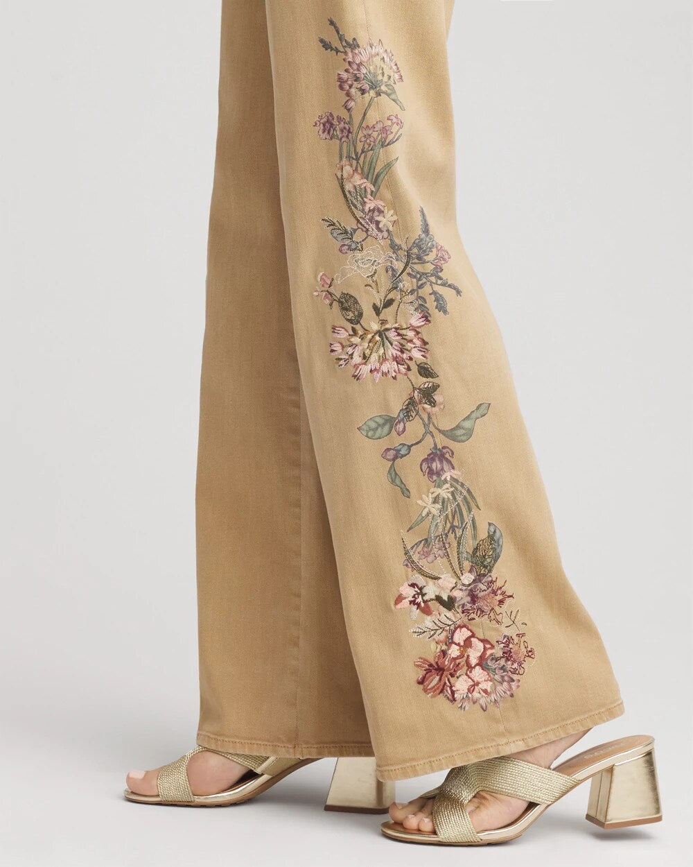 Chico's Online Cafe Aroma Embroidered High-Rise Wide-Leg Jeans