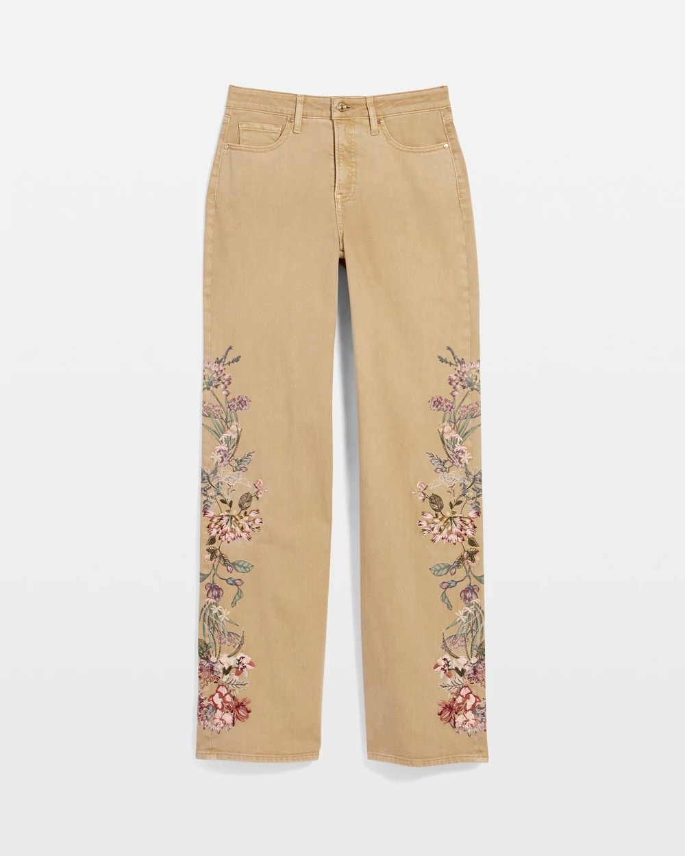 Chico's Online Cafe Aroma Embroidered High-Rise Wide-Leg Jeans