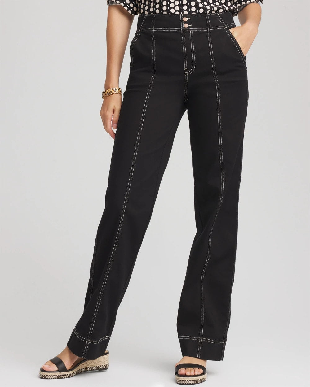 Chico's Discount Black Pull-On Wide-Leg Jeans