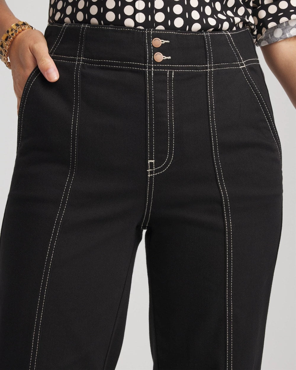 Chico's Discount Black Pull-On Wide-Leg Jeans