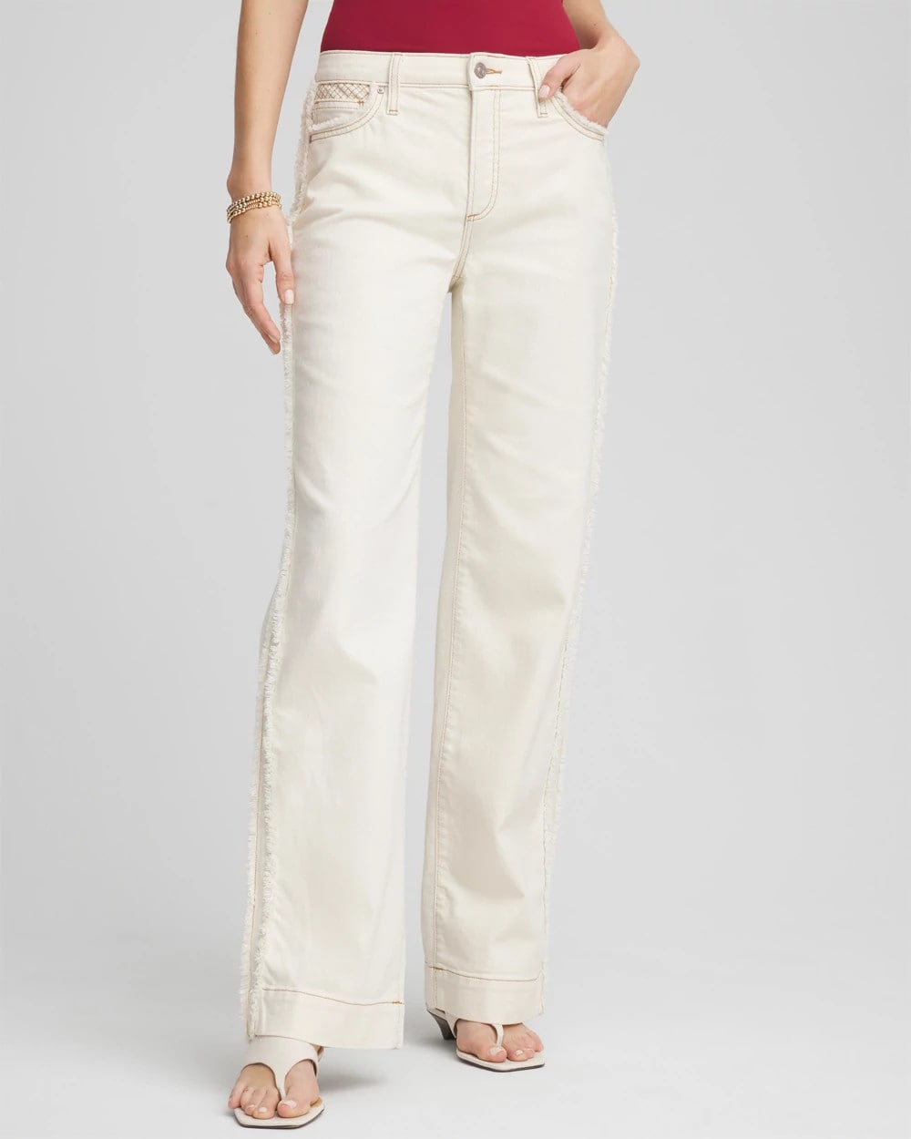 Chico's Sale Natural Seeded Sea Salt High-Rise Frayed Jeans