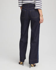 Chico's Outlet Cedar Rinse Frayed High-Rise Wide-Leg Jeans