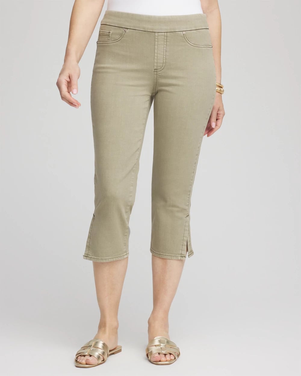 Chico's Discount Washed Sage 19" Pull-on Capri Jeans