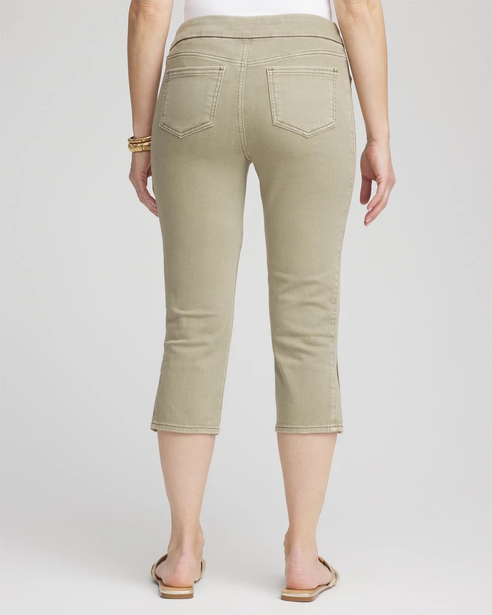 Chico's Discount Washed Sage 19" Pull-on Capri Jeans