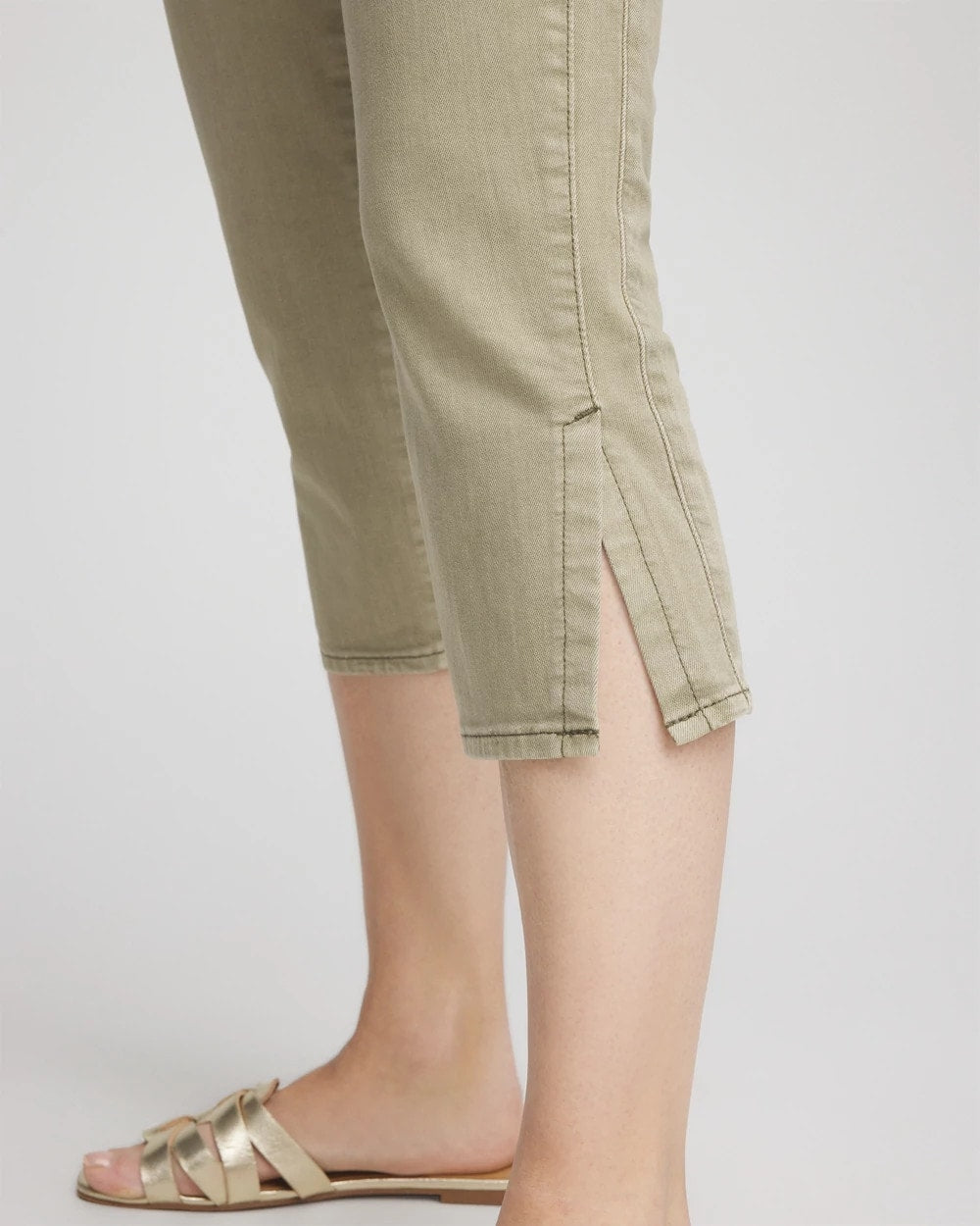 Chico's Discount Washed Sage 19" Pull-on Capri Jeans