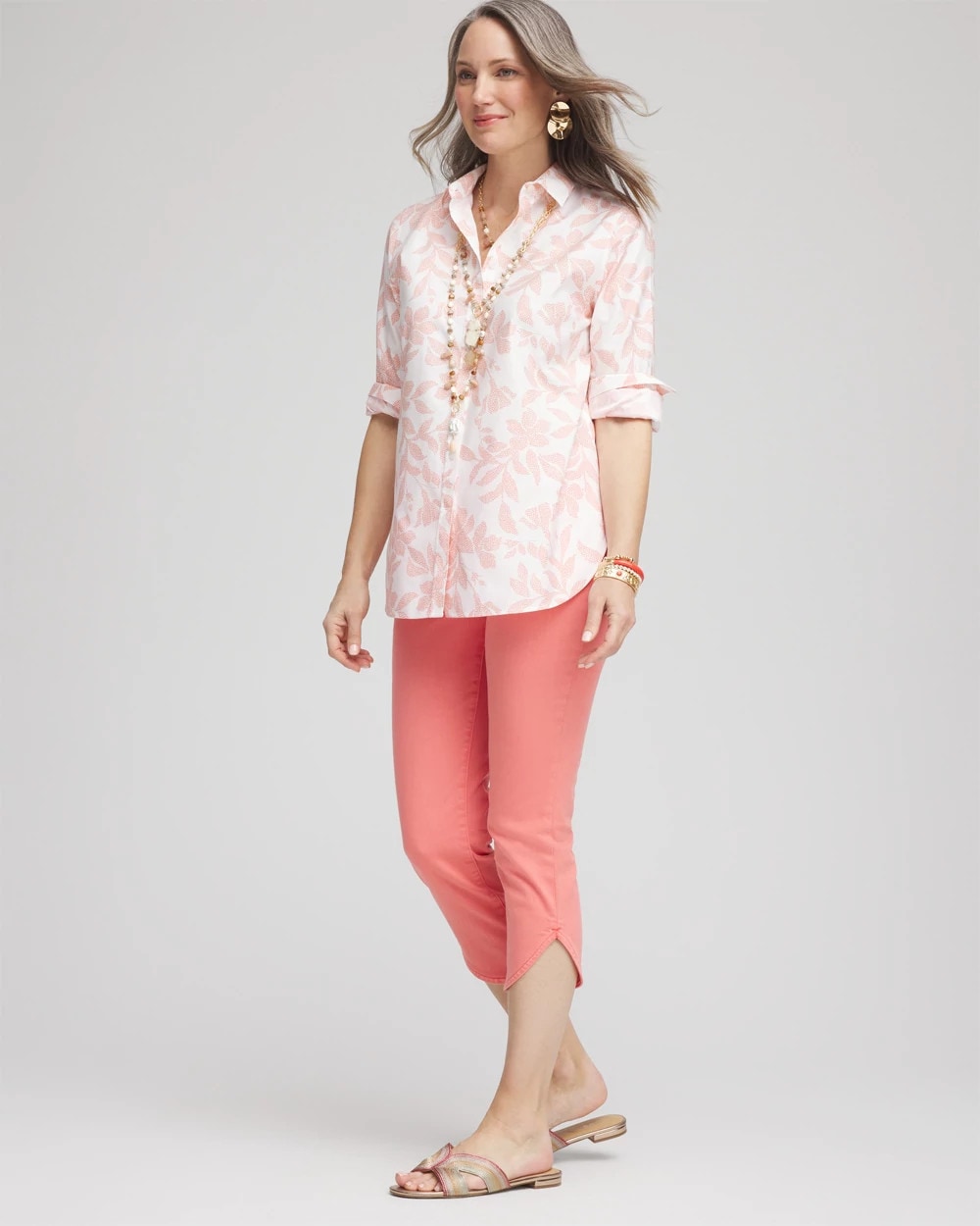 Chico's Sale Melon Mambo Pull-On Dolphin-Hemmed Capri Jeans