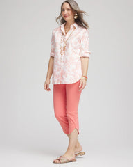 Chico's Sale Melon Mambo Pull-On Dolphin-Hemmed Capri Jeans