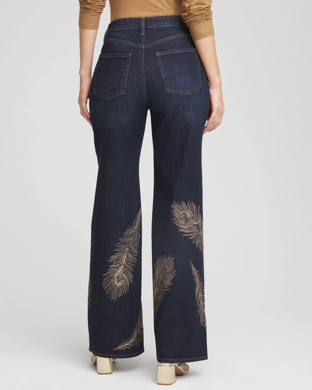 Chico's Outlet Marconi Indigo Embellished High-Rise Wide-Leg Jeans