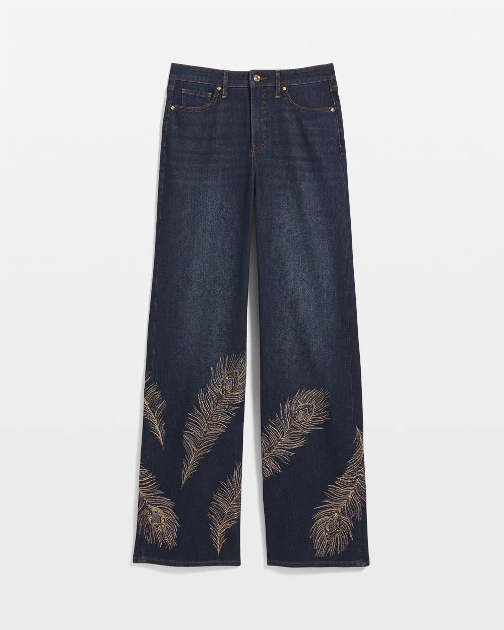 Chico's Outlet Marconi Indigo Embellished High-Rise Wide-Leg Jeans