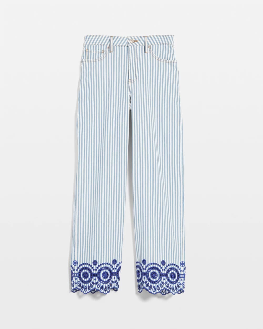 Chico's On Sale Blue Eyelet High-Rise Wide Cropped Jeans