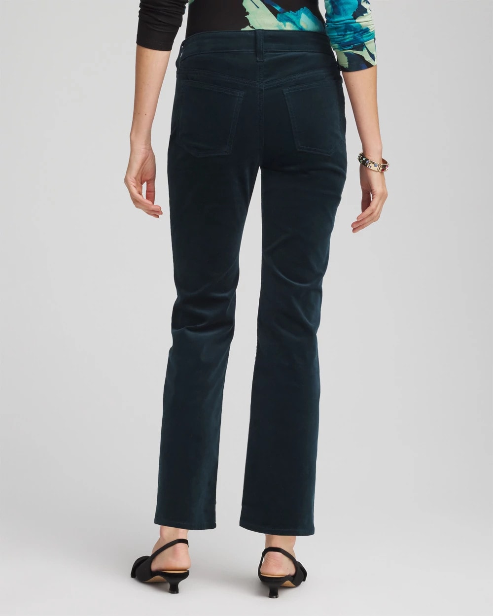Chico's For Sale Teal Shadow Velveteen Pull-On Flared Jeans
