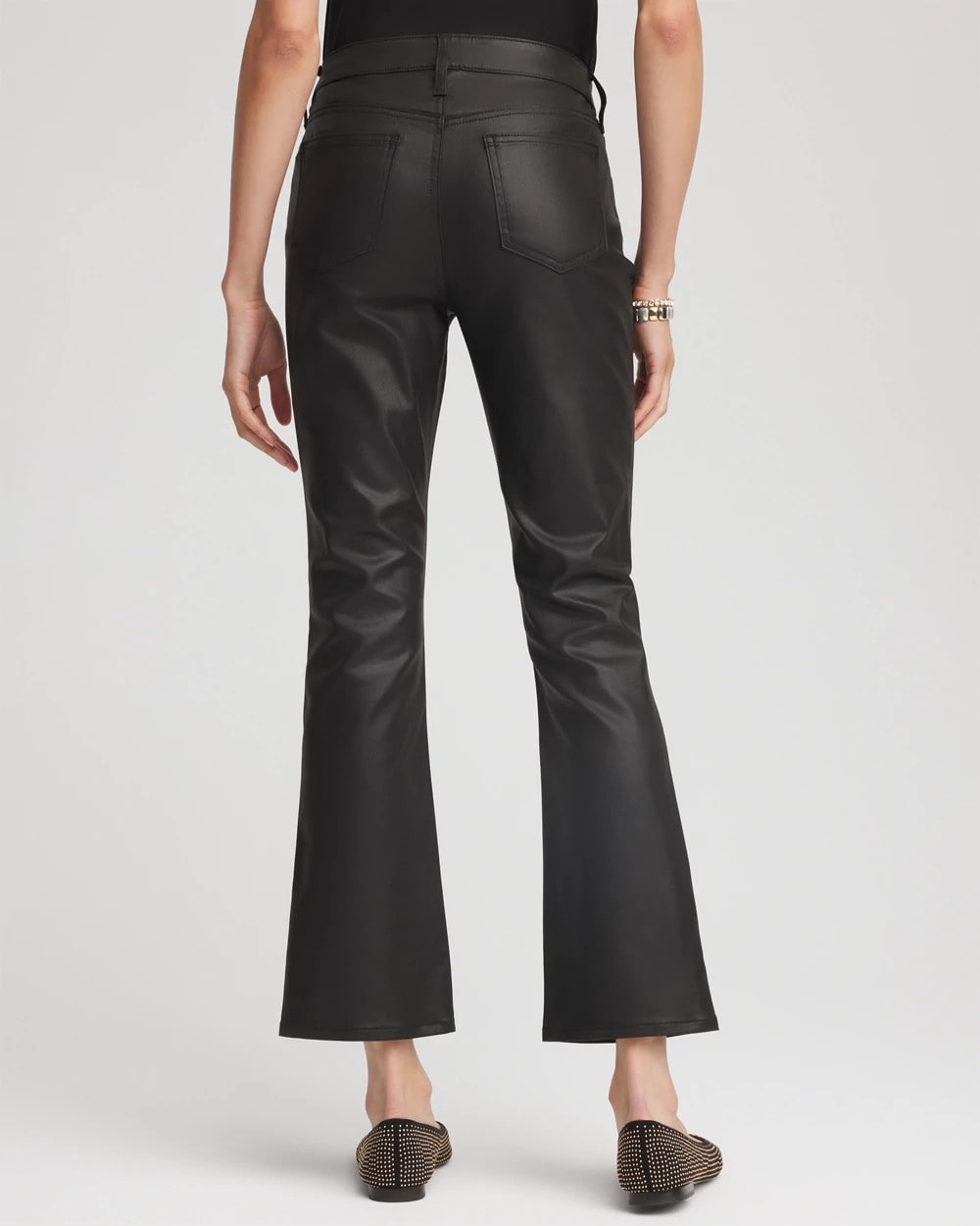 Chico's Sale Black Coated Girlfriend Cropped Flared Jeans