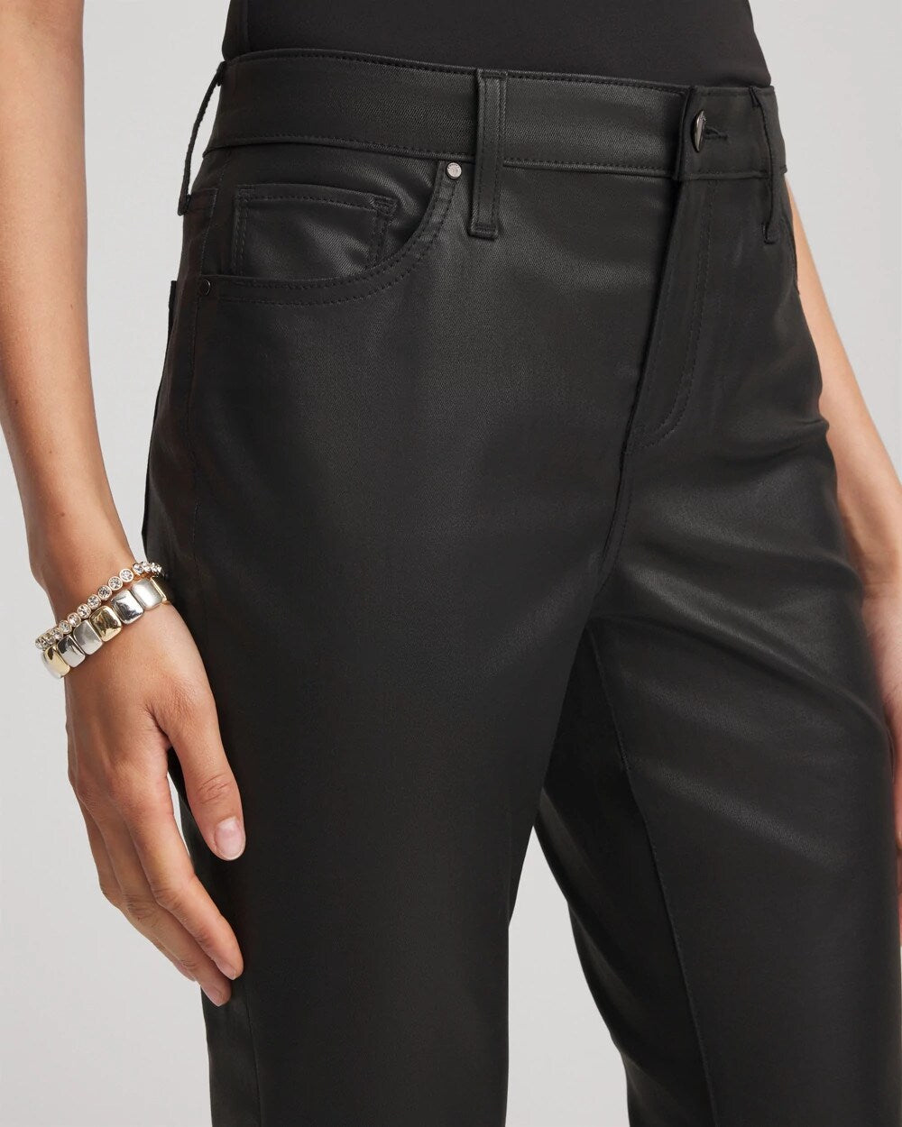 Chico's Sale Black Coated Girlfriend Cropped Flared Jeans