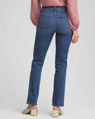 Chico's Outlet Alpine Indigo Lace Embroidered Pull-On Straight Jeans