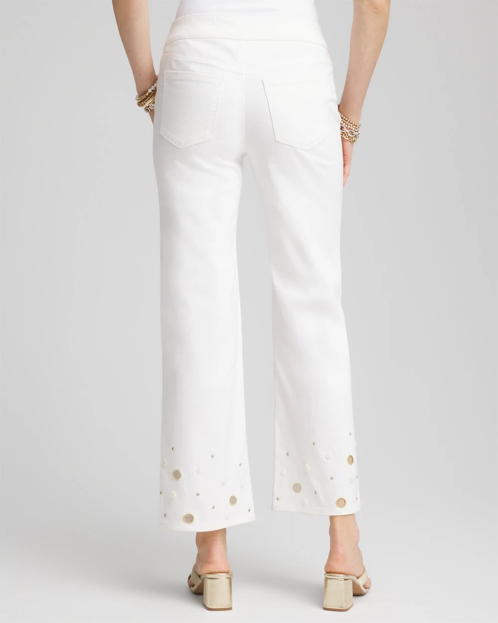 Chico's On Sale Alabaster Pull-On Embellished Straight-Leg Cropped Jeans