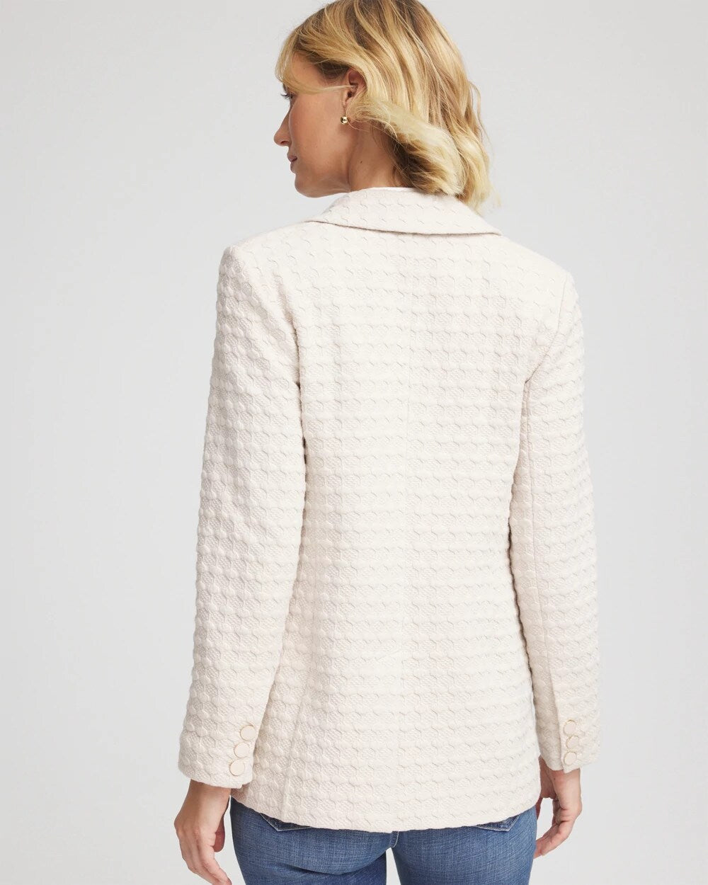 Chico's Discount Smokey Taupe Textured Knit Blazer