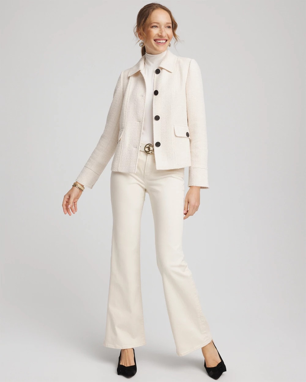 Chico's Sale English Cream Bouclé Chore Jacket