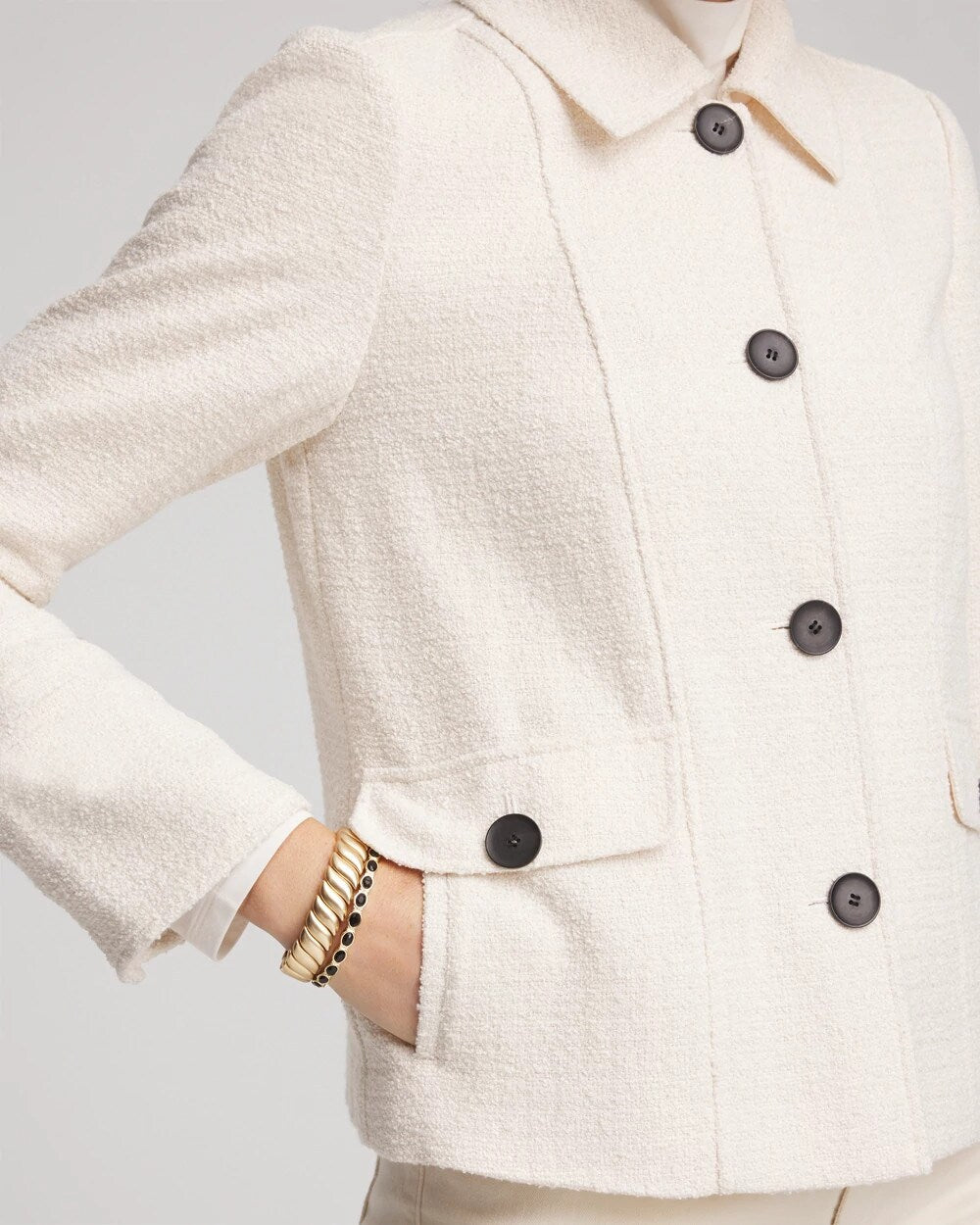 Chico's Sale English Cream Bouclé Chore Jacket
