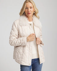 Chico's For Sale Cream Quilted Faux Fur Collar Jacket