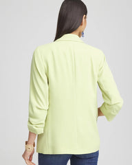 Chico's Outlet Frozen Lime Notched-Lapel Ruched Sleeve Blazer
