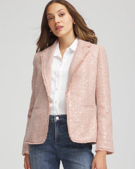 Chico's On Sale Pink Party Tweed Sequins Blazer