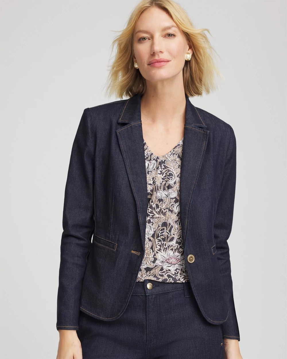 Chico's For Sale Cedar Rinse Denim Peplum Blazer