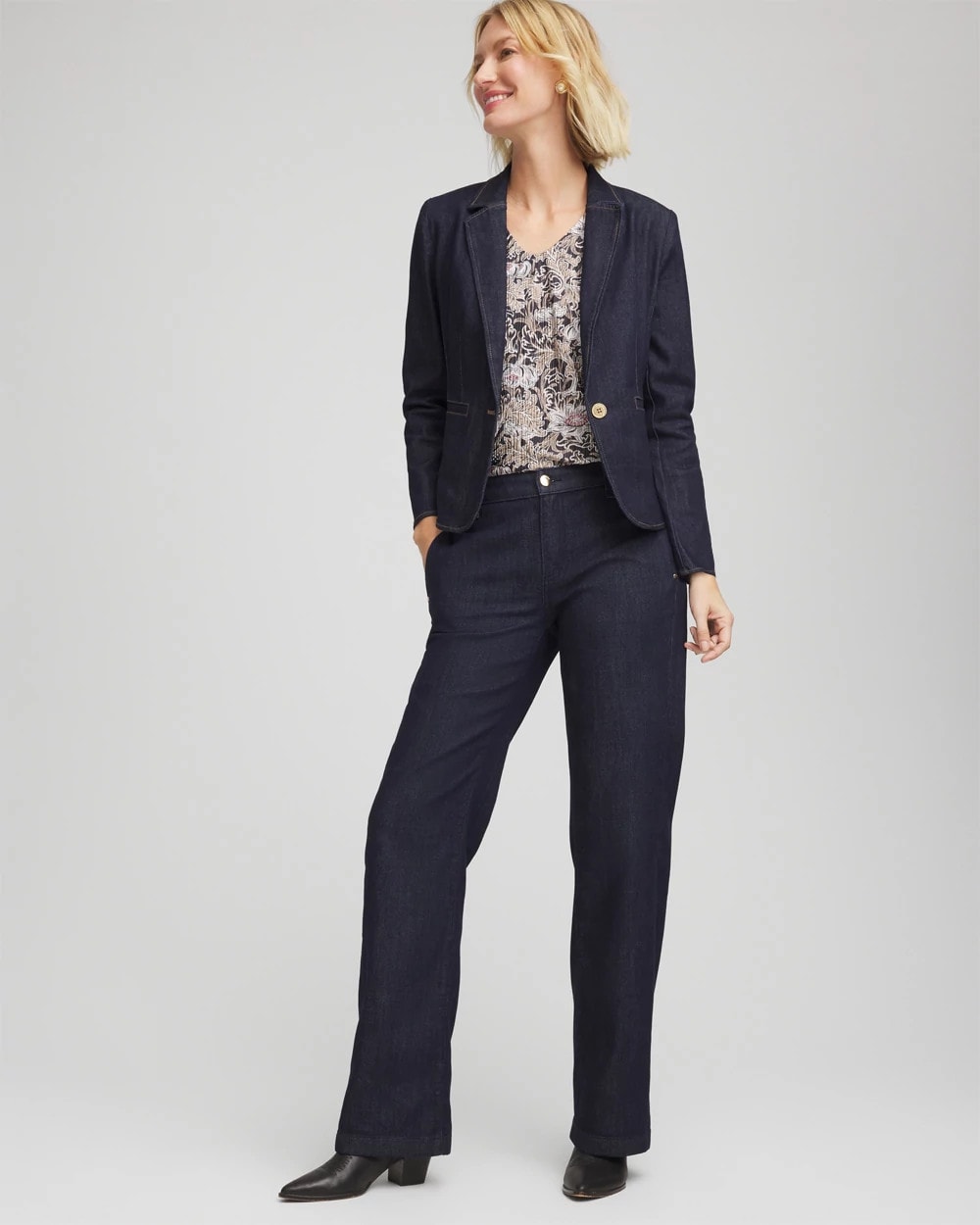 Chico's For Sale Cedar Rinse Denim Peplum Blazer
