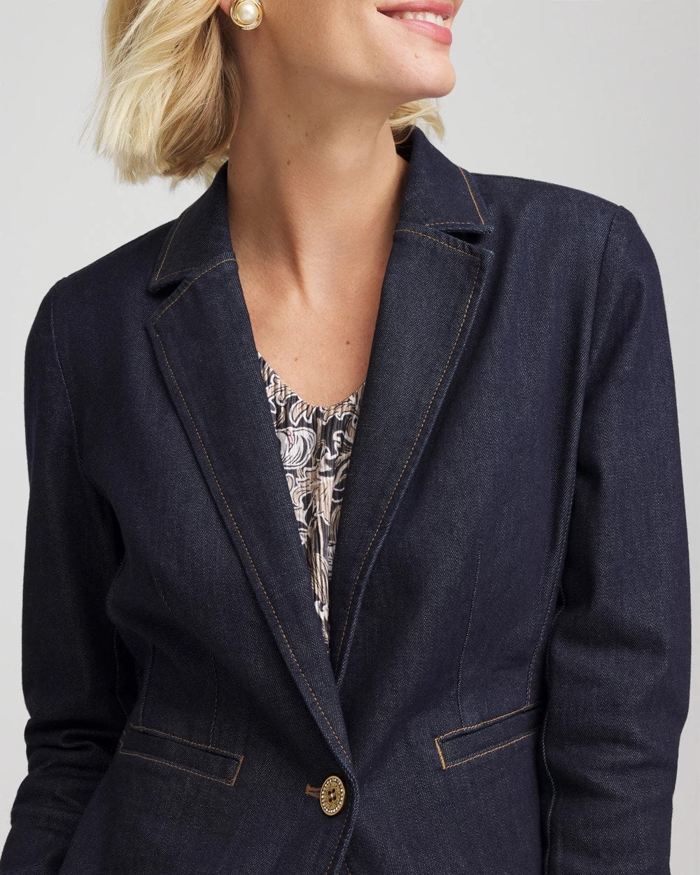 Chico's For Sale Cedar Rinse Denim Peplum Blazer