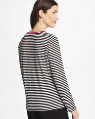 Chico's Online Europa Pink Zenergy® Striped Jacquard Contrast Pullover Top
