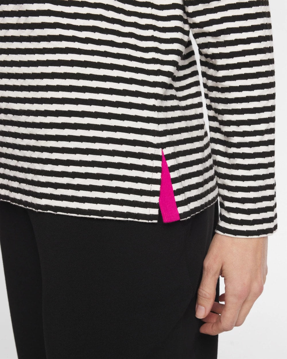 Chico's Online Europa Pink Zenergy® Striped Jacquard Contrast Pullover Top