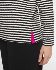 Chico's Online Europa Pink Zenergy® Striped Jacquard Contrast Pullover Top