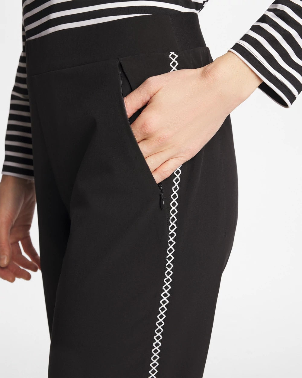 Chico's Discount Black Zenergy® UPF Lattice-Trim Ankle Pants