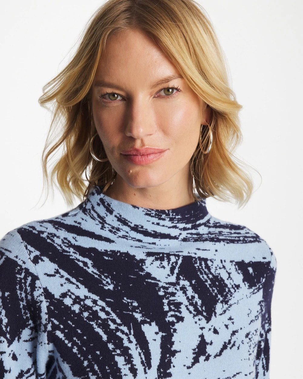 Chico's Sale Crystal Topaz Zenergy® Luxe Sketch Funnelneck Top