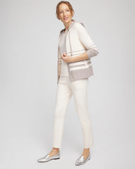 Chico's On Sale English Cream Zenergy® Luxe Metallic Striped Sweater