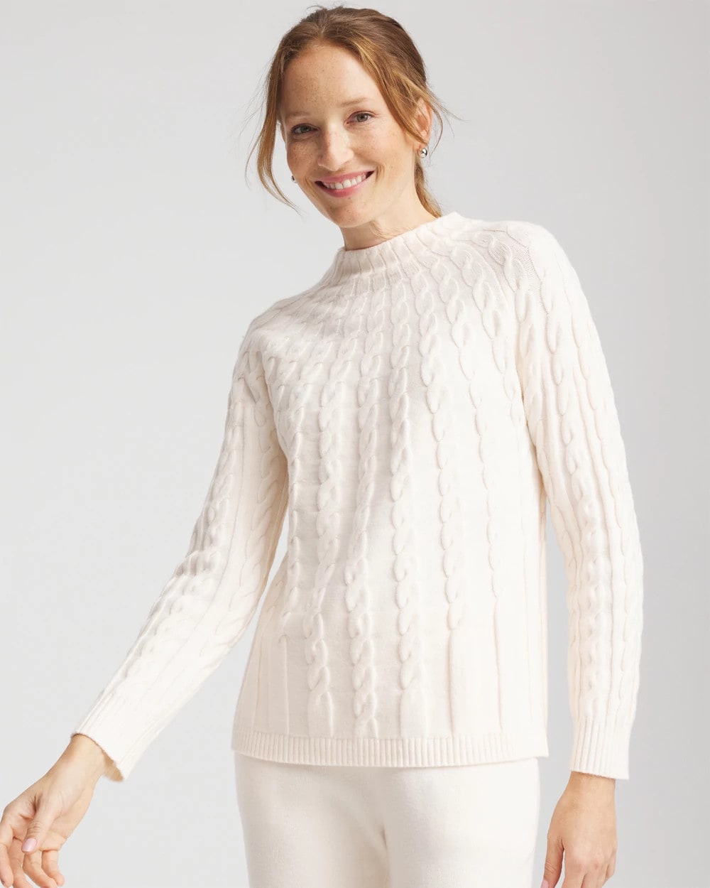 Chico's Online English Cream Zenergy® Luxe Cable Sweater