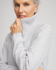 Chico's Outlet Frosted Gray Heather Zenergy® Luxe Diamante Zip Cardigan